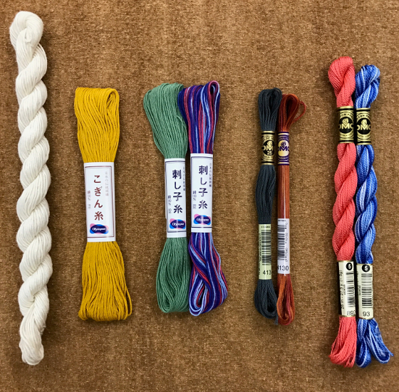 こぎん刺しに使う様々な糸
